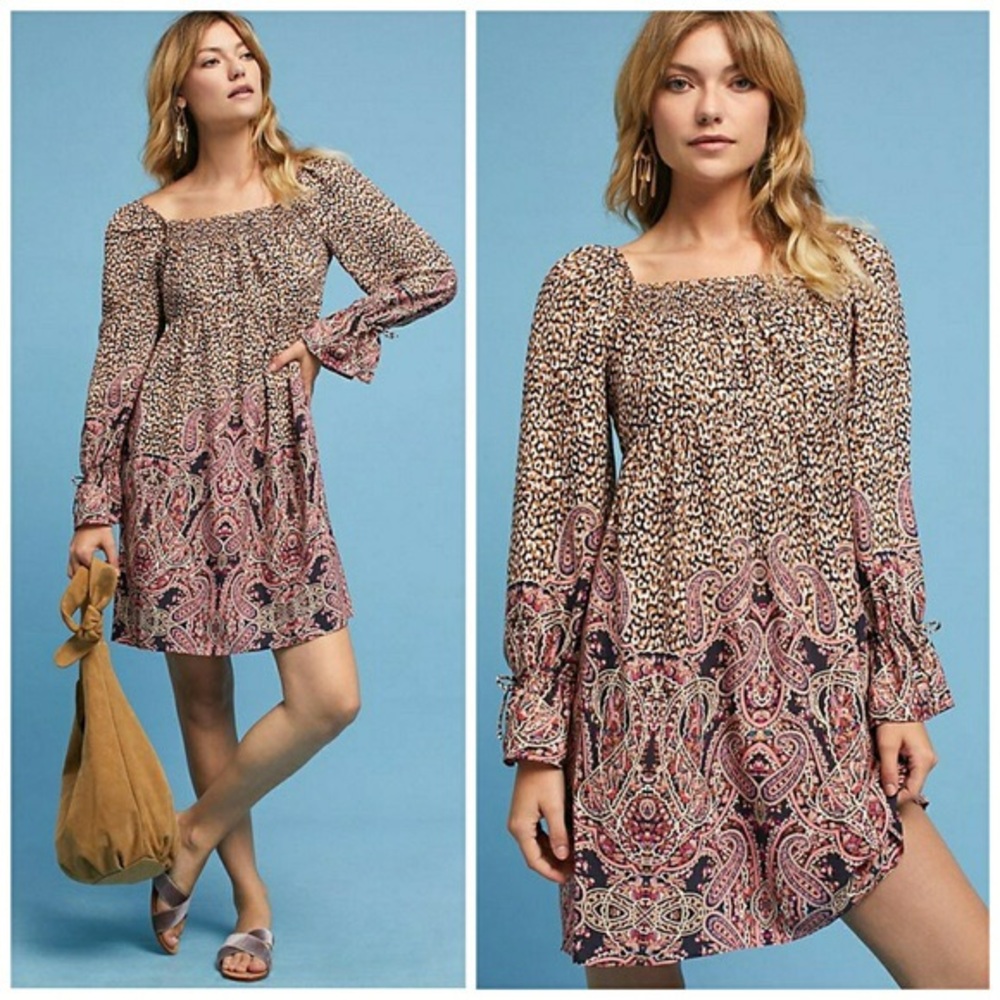 ANTHRO MAEVE MILOU PAISLEY PRINT BOHO DRESS